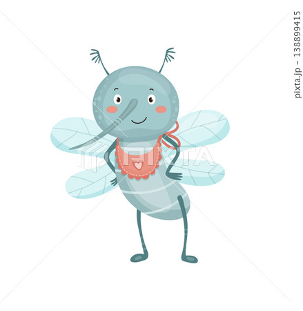 Mosquito with a Bib Cartoon Character Mosquito with a Bib Cartoon Character 138899415