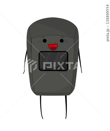 Cartoon vector illustration of a welding mask with a smiling face. Protective equipment character isolated on white background for industrial design. 138899554
