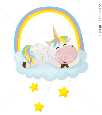 Unicorn Sleeping on Rainbow Unicorn Sleeping on Rainbow 138899572
