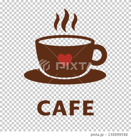 ハート蒸気コーヒーカップ ミニマルイラスト クリーンカフェブランドビジュアル ハート蒸気コーヒーカップ ミニマルイラスト クリーンカフェブランドビジュアル 138899588
