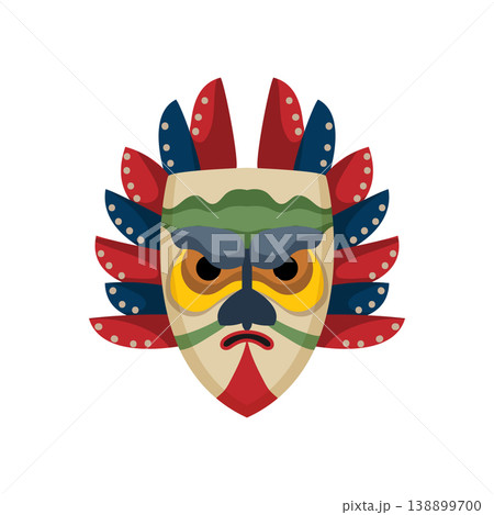 Abstract Papuan mask with bold shapes and cultural patterns. 138899700