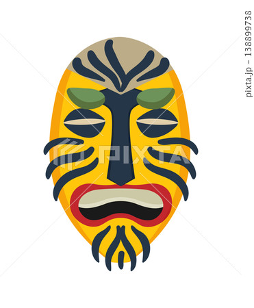 Abstract Papuan mask with bold shapes and cultural patterns. Abstract Papuan mask with bold shapes and cultural patterns. 138899738