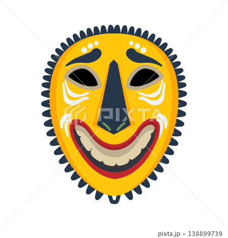 Abstract Papuan mask with bold shapes and cultural patterns. Abstract Papuan mask with bold shapes and cultural patterns. 138899739
