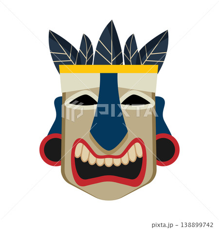 Abstract Papuan mask with bold shapes and cultural patterns. 138899742