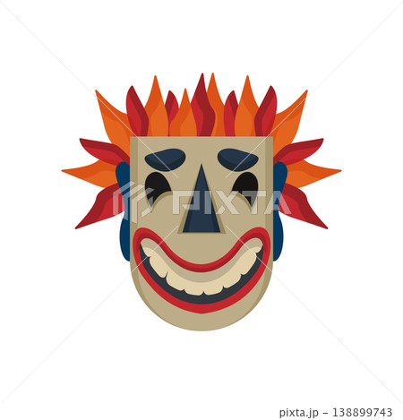 Abstract Papuan mask with bold shapes and cultural patterns. Abstract Papuan mask with bold shapes and cultural patterns. 138899743