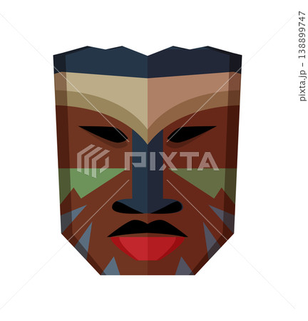 Abstract Papuan mask with bold shapes and cultural patterns. 138899747