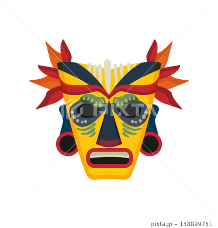 Abstract Papuan mask with bold shapes and cultural patterns. 138899751