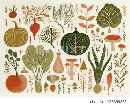 手描き風の野菜セット 水彩イラスト 138899881