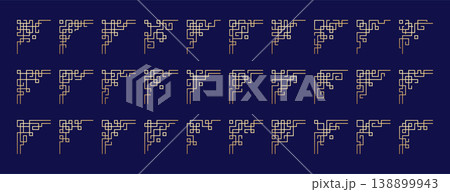 Chinese frame corners, golden japanese borders, asian vintage ornament decorative elements 138899943