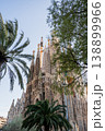 Sagrada Familia basilica with palm trees and blue sky in Barcelona Spain 138899966