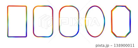 Retro whimsical rainbow gradient frame set borders. LGBTQ community symbol with rainbow. Vibrant multi colored frames for greeting cards, menu, gift tags, and modern stationery. Retro whimsical rainbow gradient frame set borders. LGBTQ community symbol with rainbow. Vibrant multi colored frames for greeting cards, menu, gift tags, and modern stationery. 138900011
