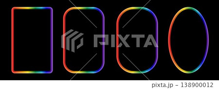 Retro whimsical rainbow gradient frame set borders. LGBTQ community symbol with rainbow. Vibrant multi colored frames for greeting cards, menu, gift tags, and modern stationery. Retro whimsical rainbow gradient frame set borders. LGBTQ community symbol with rainbow. Vibrant multi colored frames for greeting cards, menu, gift tags, and modern stationery. 138900012