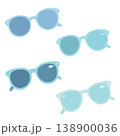 ブルー系サングラス4種のおしゃれなフラットイラスト 138900036