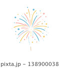パステルカラーが美しい打ち上げ花火のフラットイラスト 138900038