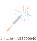 ピンクとブルーがかわいいロケット型手持ち花火のイラスト 138900040