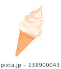 ふんわりピンクのソフトクリームコーンのかわいいイラスト 138900043