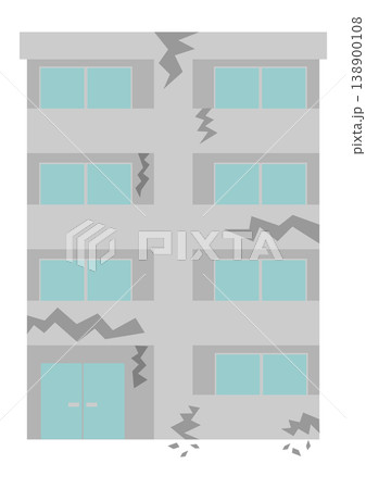 ヒビが入ったマンションの建物のイメージイラスト ヒビが入ったマンションの建物のイメージイラスト 138900108