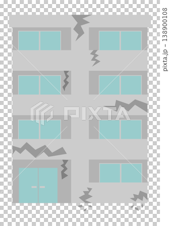 ヒビが入ったマンションの建物のイメージイラスト ヒビが入ったマンションの建物のイメージイラスト 138900108