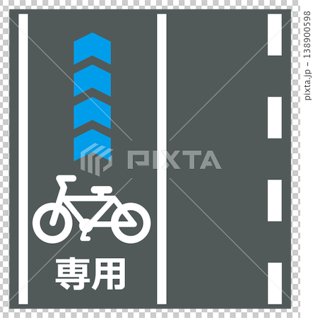 Signboard illustration indicating areas for bicycles used for commuting to work or school. 138900598