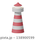 灯台の3Dイラスト　赤と白のボーダー　夏の海素材 138900599