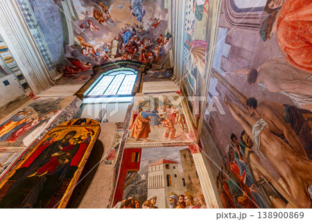 interiors of Brancacci chapel, Florence, Italy interiors of Brancacci chapel, Florence, Italy 138900869