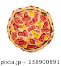 Hawaiian pizza. Hand drawn watercolor 138900891