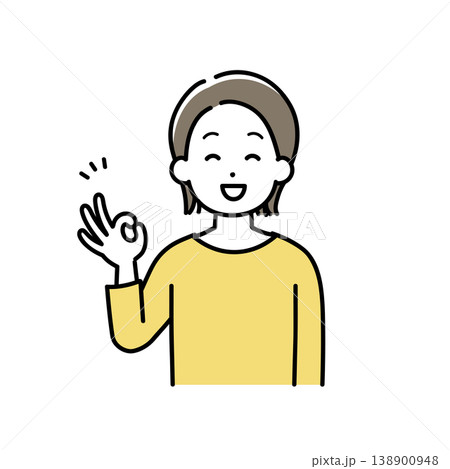 OKサインをする若い女性のイラスト OKサインをする若い女性のイラスト 138900948