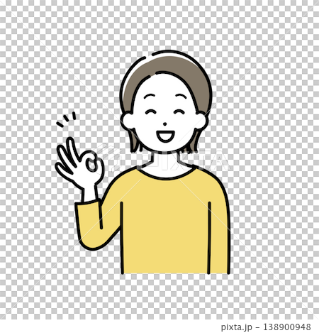 一個年輕的女人,做一個好的跡象的插圖 一個年輕的女人,做一個好的跡象的插圖 138900948
