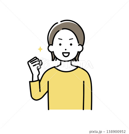 ガッツポーズをする若い女性のイラスト 138900952