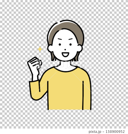 一個年輕女子做膽量姿勢的插圖 138900952