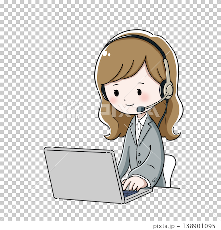 コールセンターで電話応対をする女性オペレーターのイラスト コールセンターで電話応対をする女性オペレーターのイラスト 138901095