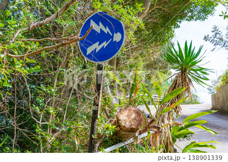 警笛鳴らせの道路標識 138901339