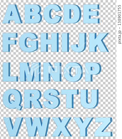 3D Material_Alphabet_Metallic_Light Blue 138901755