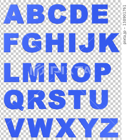 3D Material_Alphabet_Metallic_Blue 138901761