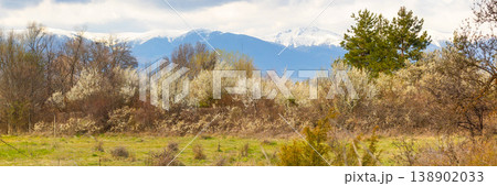 Spring landscape in Bansko Bulgaria banner 138902033