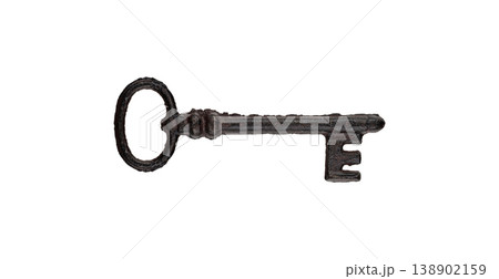 Rustic Skeleton Key Isolated on White for Security Concepts 138902159