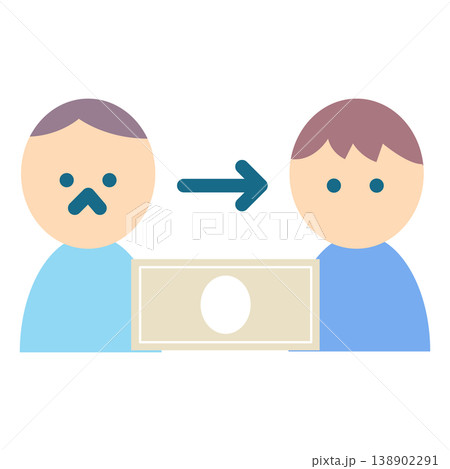 親が子供にお金を渡すイラスト|フラットでかわいいイラスト 親が子供にお金を渡すイラスト|フラットでかわいいイラスト 138902291