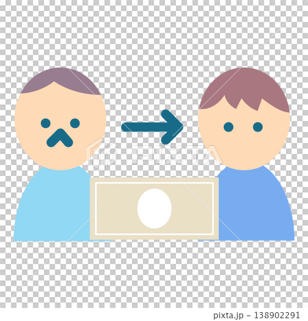 親が子供にお金を渡すイラスト|フラットでかわいいイラスト 親が子供にお金を渡すイラスト|フラットでかわいいイラスト 138902291