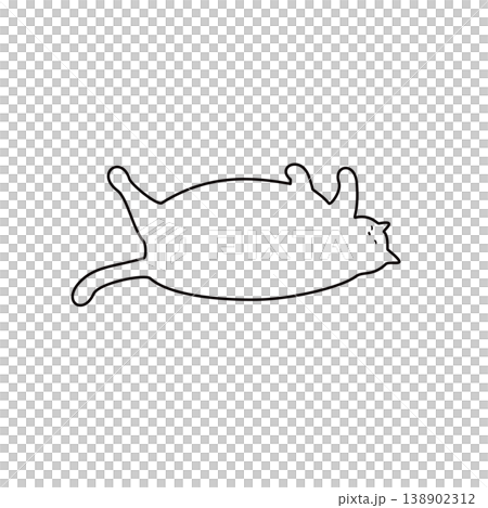 A relaxed cat lying down; a simple line drawing illustration of a laid-back cat. A relaxed cat lying down; a simple line drawing illustration of a laid-back cat. 138902312