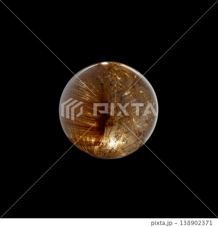 Ball of quartz with rutile on a black background Ball of quartz with rutile on a black background 138902371