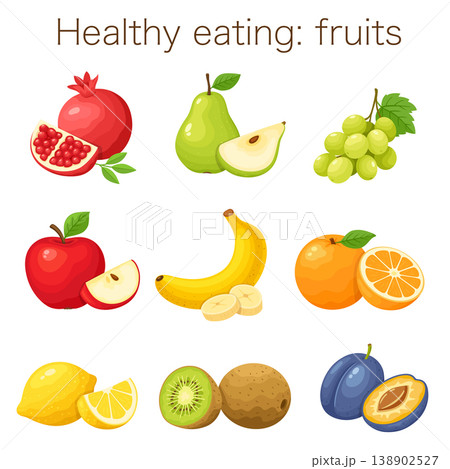 Healthy Eating Fruits Vector Set. Healthy Eating Fruits Vector Set. 138902527