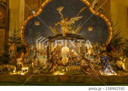 Traditional Christmas nativity scene depicting holy family Traditional Christmas nativity scene depicting holy family 138902592
