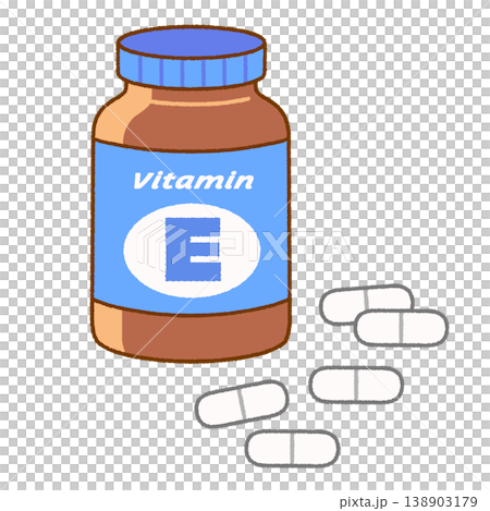 維生素E補充劑片劑和瓶子示意圖 | 健康與營養補充劑 138903179
