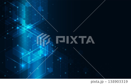 Abstract background consisting of set of hexagonal cells. Modern innovation communication technology business background. Background illustration vector. 138903319