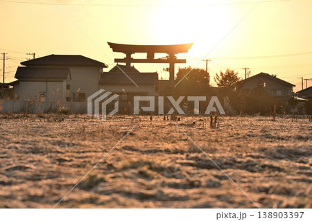 黄金色の空に浮かぶ弥彦大鳥居(新潟県弥彦村) 黄金色の空に浮かぶ弥彦大鳥居(新潟県弥彦村) 138903397