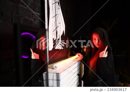 Intimate performance highlighting reflective surfaces and tense ambiance Intimate performance highlighting reflective surfaces and tense ambiance 138903617