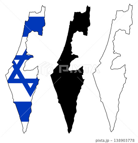 Israel flag map on white background. Outline map of Israel. Israel vector map silhouette. flat style. 138903778
