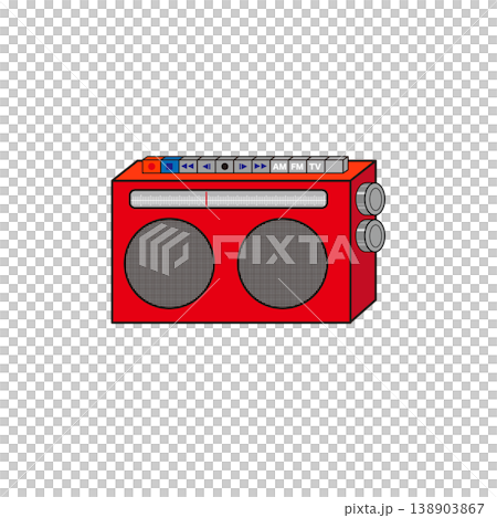 一組不同顏色的復古便攜式音響插圖。 138903867