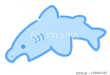 ゆるい手描き風のサメのイラスト かわいい海の生き物素材 ゆるい手描き風のサメのイラスト かわいい海の生き物素材 138904165