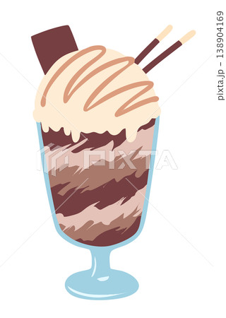 チョコレートパフェのフラットイラスト チョコレートパフェのフラットイラスト 138904169